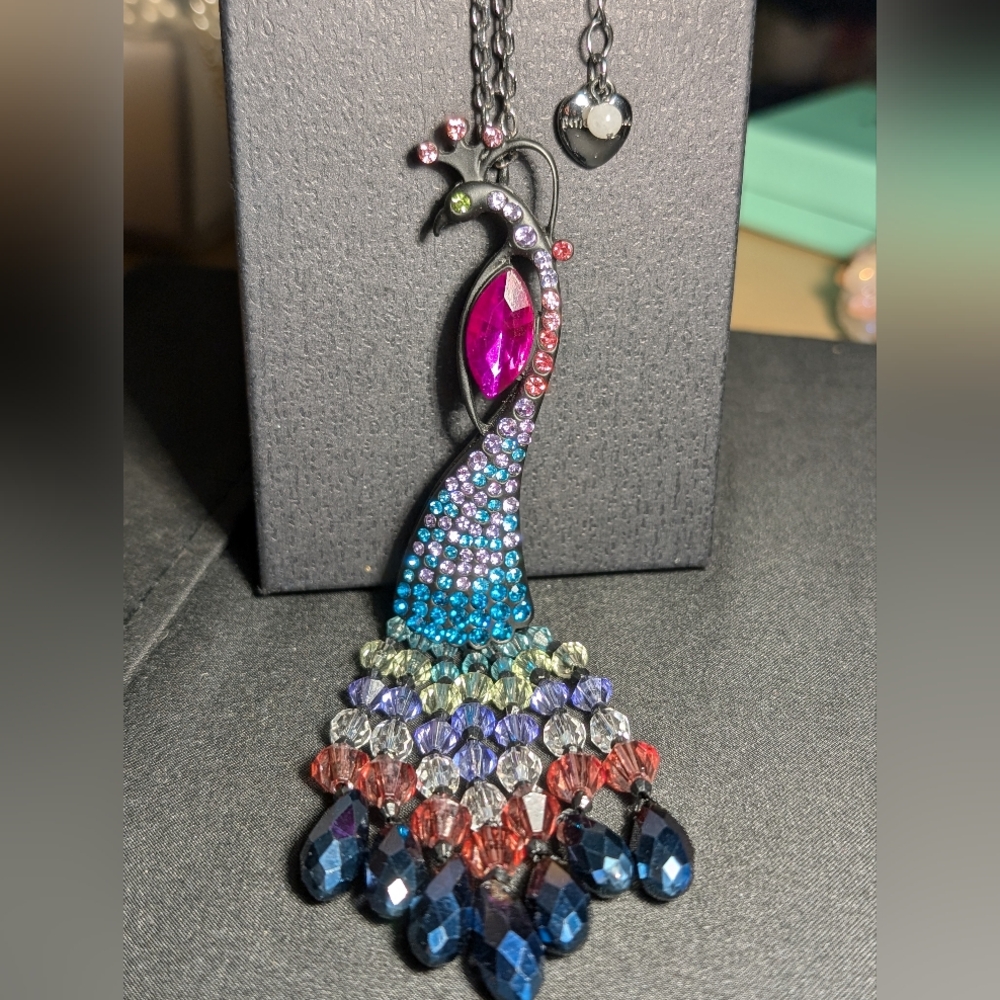 Betsy Johnson Long Peacock Necklace